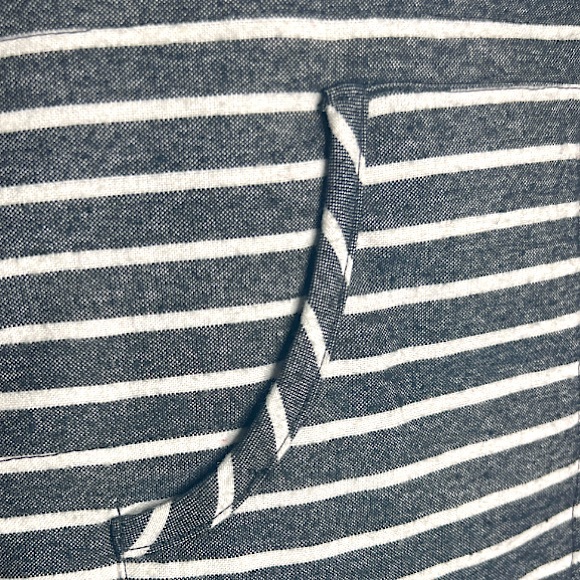 Mud Pie Heathered Gray & White Striped Padded Preppy Zip Up Vest Size M EUC! - Picture 4 of 11